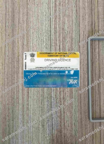India (Delhi) driving license photolook BACK
